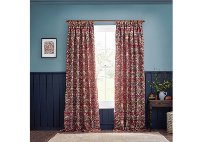 Strawberry Thief Jacquard Pencil Pleat, Berry - Ready Made Curtains - Image 7